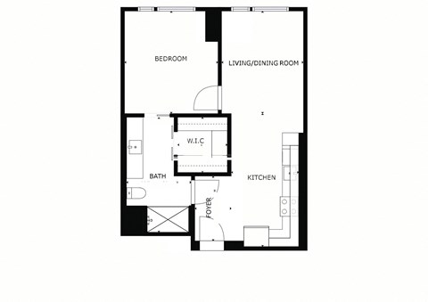 bedroom floor plan of 55 north luxury apartments to rent in the north end of boston